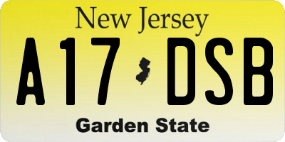 NJ license plate A17DSB
