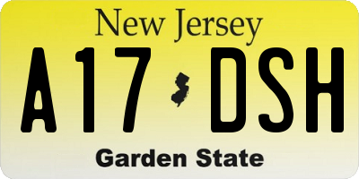 NJ license plate A17DSH