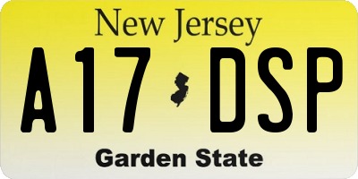 NJ license plate A17DSP