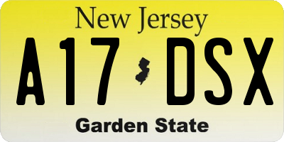 NJ license plate A17DSX