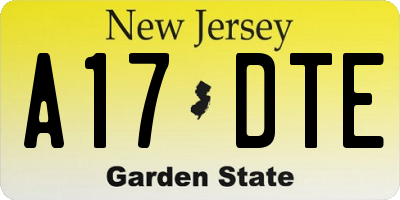 NJ license plate A17DTE
