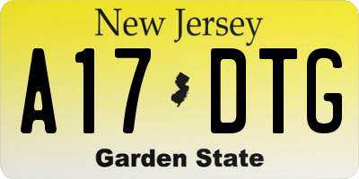 NJ license plate A17DTG