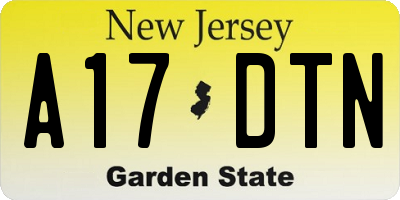 NJ license plate A17DTN