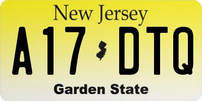 NJ license plate A17DTQ