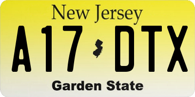 NJ license plate A17DTX