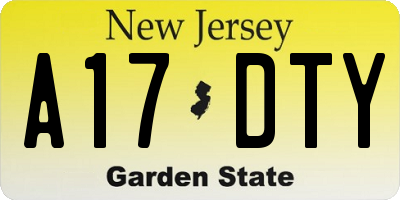 NJ license plate A17DTY