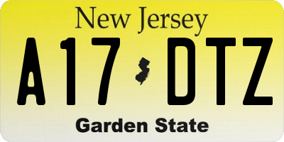 NJ license plate A17DTZ