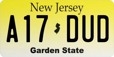 NJ license plate A17DUD