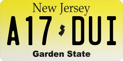 NJ license plate A17DUI
