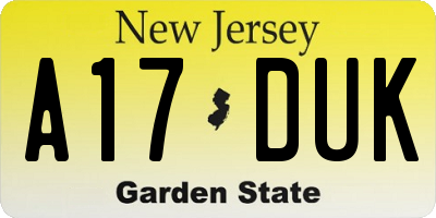 NJ license plate A17DUK