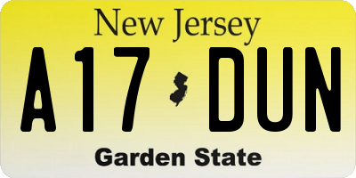 NJ license plate A17DUN