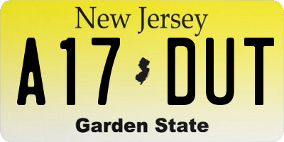 NJ license plate A17DUT