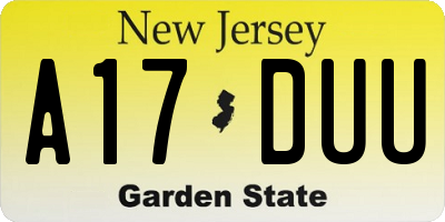 NJ license plate A17DUU