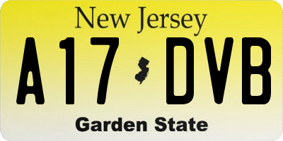NJ license plate A17DVB