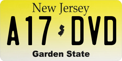 NJ license plate A17DVD