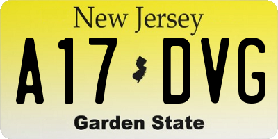 NJ license plate A17DVG