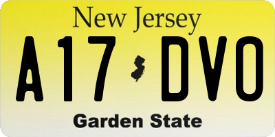 NJ license plate A17DVO