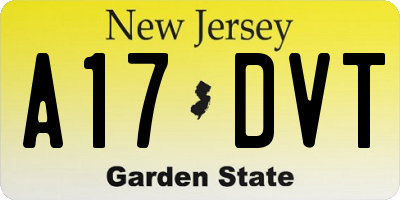 NJ license plate A17DVT