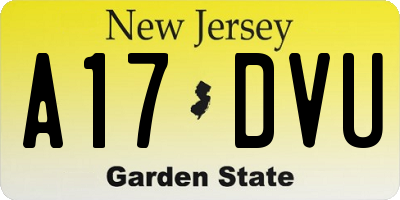 NJ license plate A17DVU