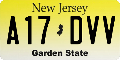 NJ license plate A17DVV