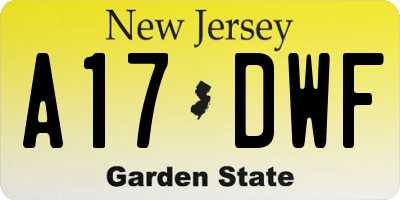 NJ license plate A17DWF