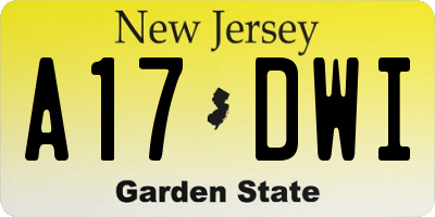 NJ license plate A17DWI