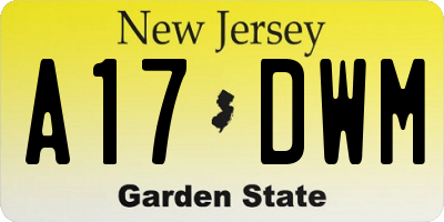 NJ license plate A17DWM
