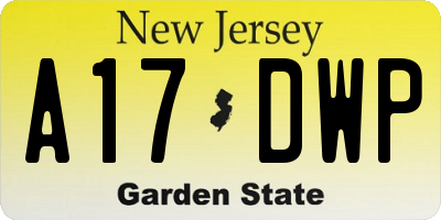 NJ license plate A17DWP