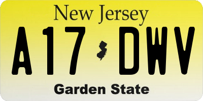 NJ license plate A17DWV