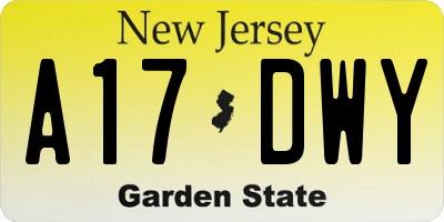 NJ license plate A17DWY