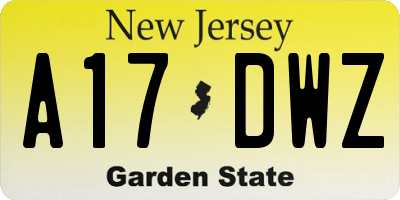 NJ license plate A17DWZ