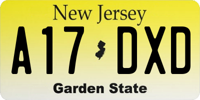 NJ license plate A17DXD