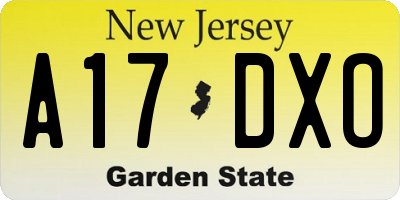 NJ license plate A17DXO