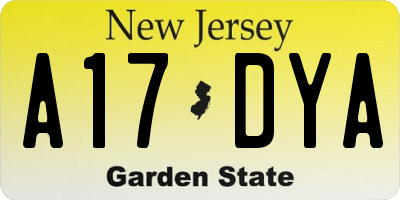 NJ license plate A17DYA