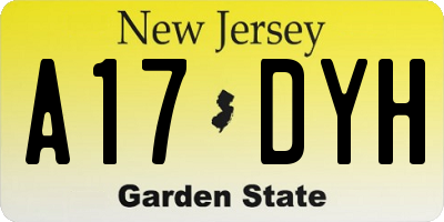 NJ license plate A17DYH