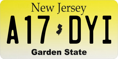 NJ license plate A17DYI