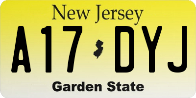 NJ license plate A17DYJ