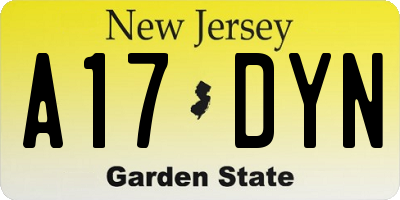 NJ license plate A17DYN