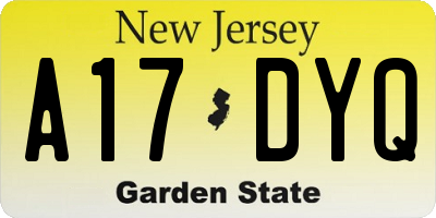 NJ license plate A17DYQ
