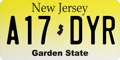 NJ license plate A17DYR