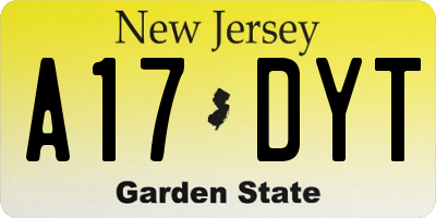 NJ license plate A17DYT
