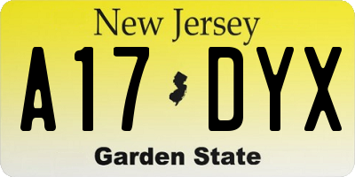 NJ license plate A17DYX