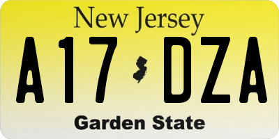NJ license plate A17DZA