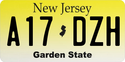 NJ license plate A17DZH
