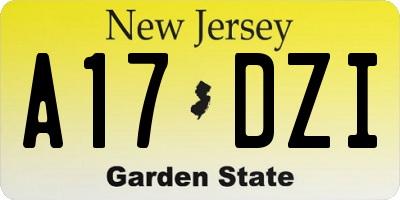 NJ license plate A17DZI