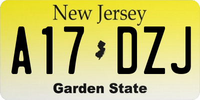 NJ license plate A17DZJ
