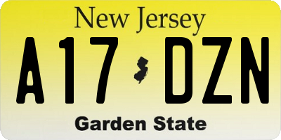 NJ license plate A17DZN
