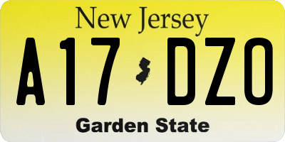 NJ license plate A17DZO