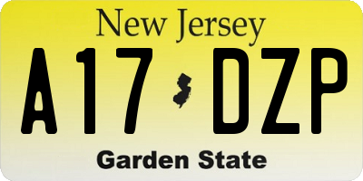 NJ license plate A17DZP