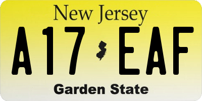 NJ license plate A17EAF